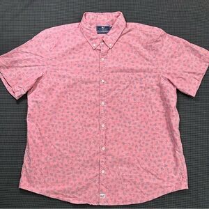 Vineyard Vines Slim Fit Murray Shirt Pink Palm Print Button Front 2XL